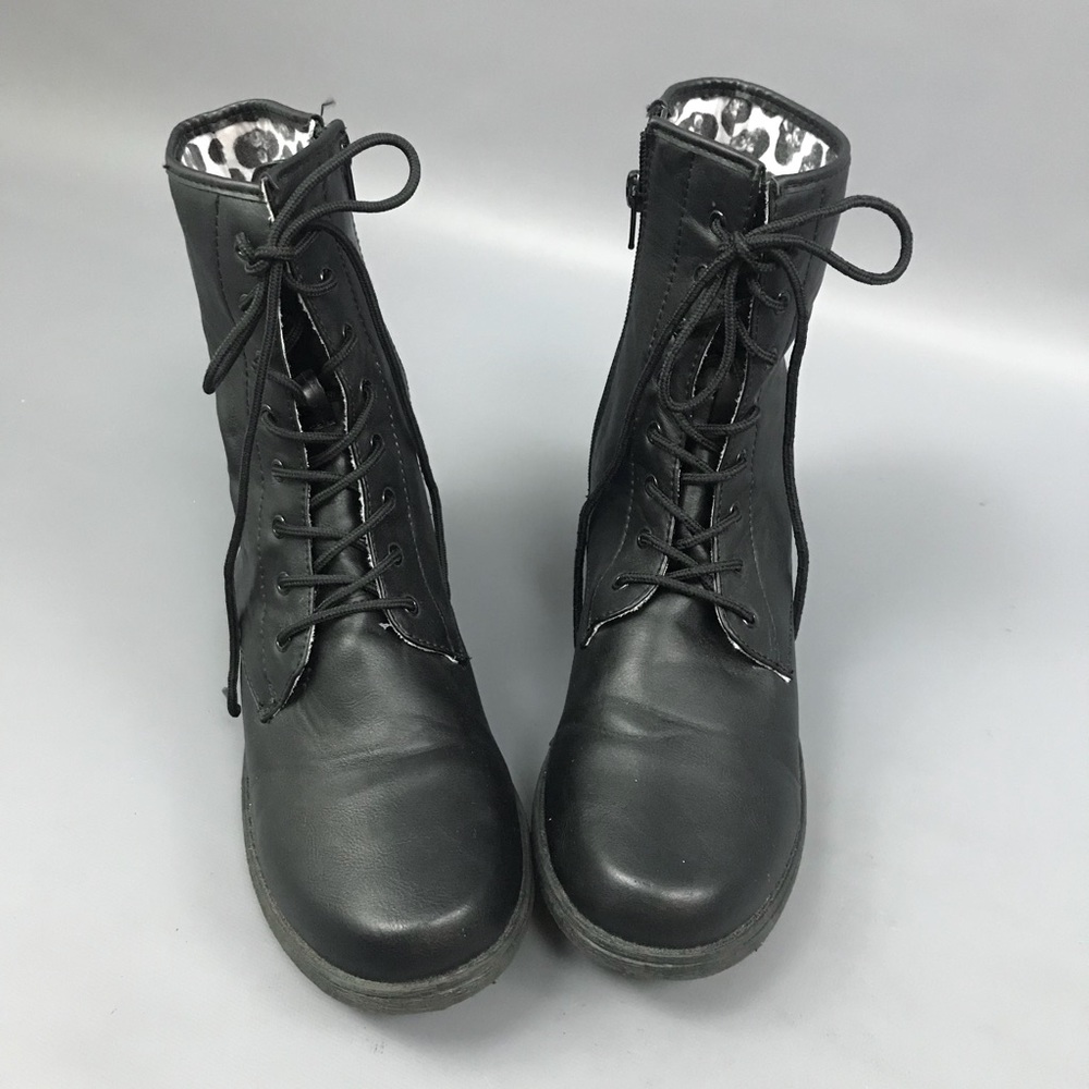 Black Vegan “Leather” Combat Boots size 10